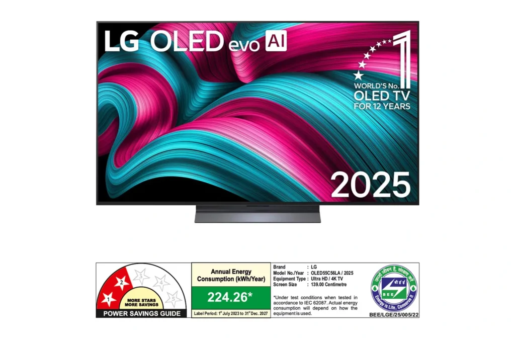 OLED55C56LA.ATR-2010x1334_2-1024x680 LG OLED evo AI 139cm (55) TV (G5), a11 Gen2 AI Processor 4K, VRR 165Hz Refresh Rate, Dolby Vision & Atmos 2025 - Image 1