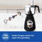 Philips Stainless Steel Mixer Grinder + Food Processor, 3-in-1 750 Watt (Mixer Grinder for home + Juicer + Food Processor) 4 Jar, (HL7707/01), Black - Image 4