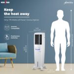 Kenstar GLAM HC 50 RE Tower Air Water Cooler for Home - Inverter Compatible, Honeycomb Cooling Pads, Dust Filter Net (50L, 175 Watts) - Image 8