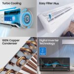 Samsung 1.5 Ton 3 Star Windfree AI Inverter Smart Split AC (WiFi, Energy Saving, Voice Control, Powerful Cooling, Copper, Digital Inverter, 4 Way swing, Convertible, BESPOKE AI AR60F19D1XWNNA) - Image 2