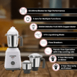 TATVAM 1000W, Mixer Grinder with ENDURA PLUS 100% Copper Motor - Image 4