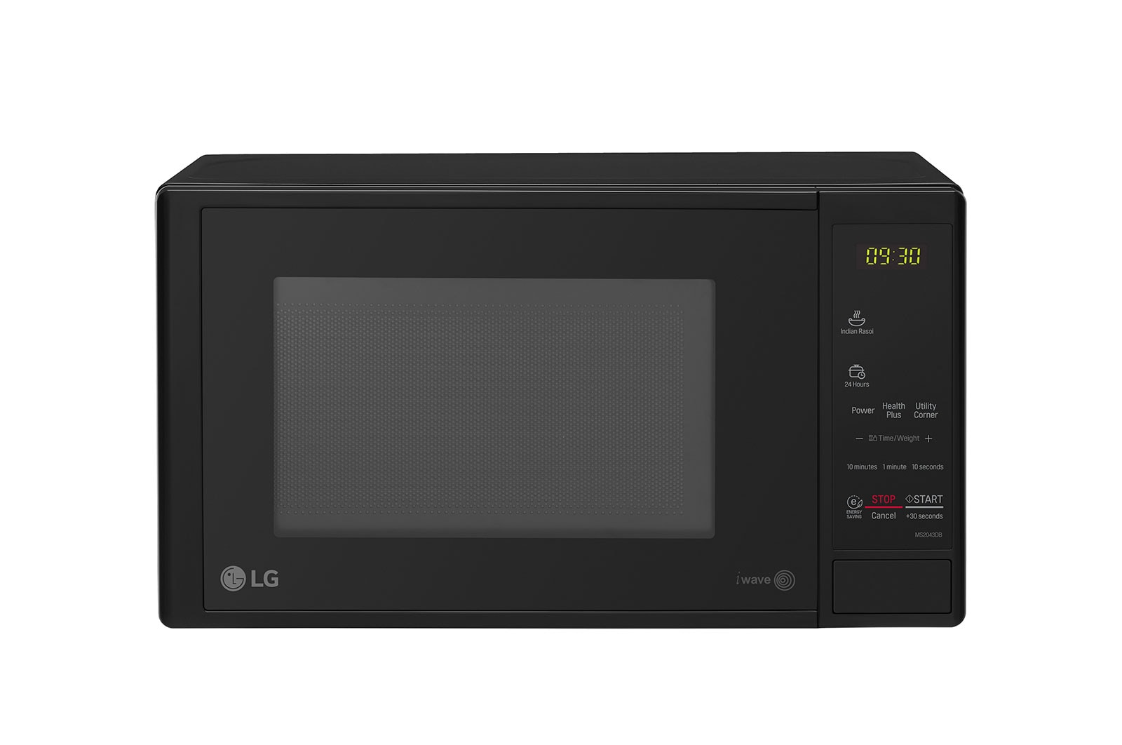 imgi_43_MS2043DB-microwave-ovens-Front-view-DZ-01 LG 20 L Solo Microwave Oven with Glass Door, i-wave technology, Anti-Bacteria Cavity, Black Color - Image 1
