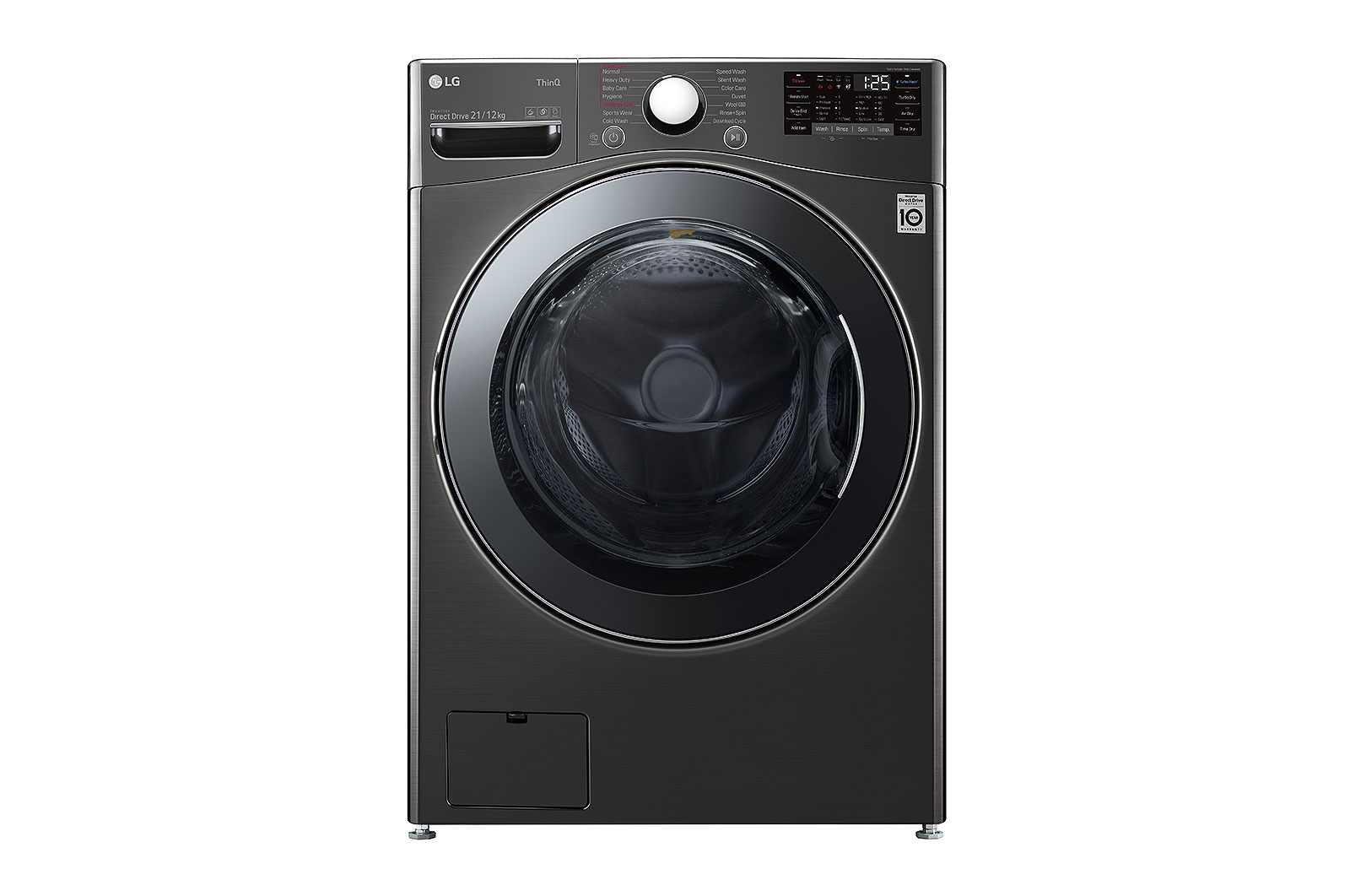 imgi_44_FHD2112STB-Washing-Machine-Front-View-DZ-01 LG FHD2112STB 21/12Kg Front Load Washer-Dryer, Inverter Direct Drive™, Black VCM - Image 1