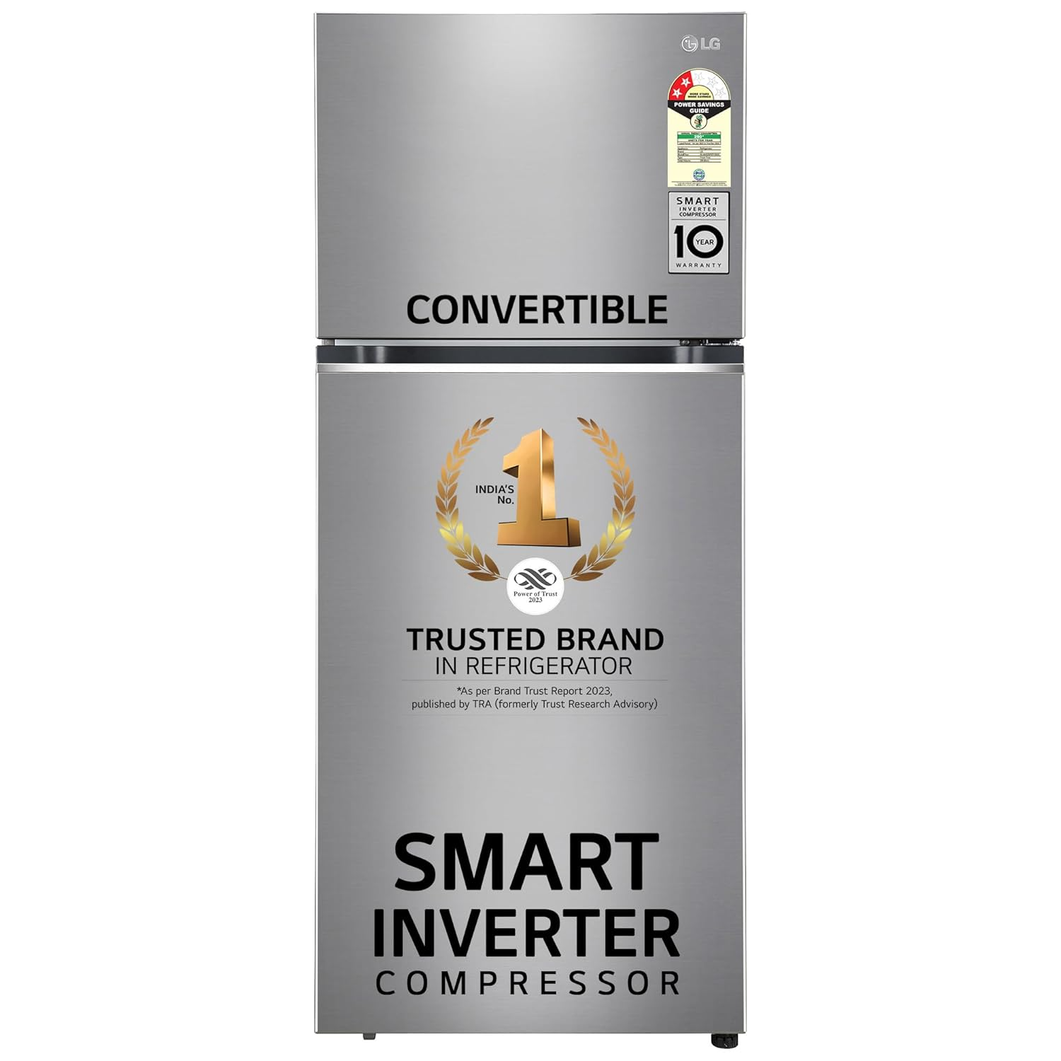 imgi_41_61hTXgcmGoL._SL1500_ LG 398L, Double Door Refrigerator, Smart Diagnosis™, Convertible, Shiny Steel Finish, 2 Star - Image 1