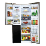 Haier 598L 3-Door Vogue Side by Side Refrigerator Black White Glass 3 Star - Image 3