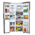 Haier 598L 3-Door Vogue Side by Side Refrigerator Black White Glass 3 Star - Image 4