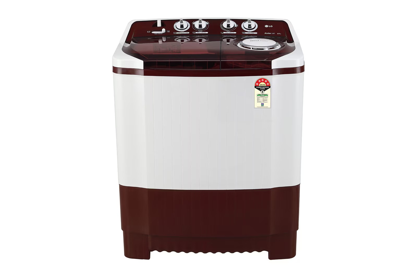 imgi_38_thum-1600x1062 LG 8Kg Semi Automatic Washing Machine, Roller Jet Pulsator + Soak, Burgundy, 5 Star - Image 1